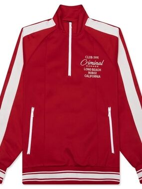 Criminal Damage Men's Red Half-Zip Track Sweater